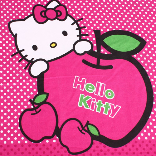 Bộ Ga Gối Cotton Nhung Hello Kitty Chấm Bi Trắng Nền Hồng